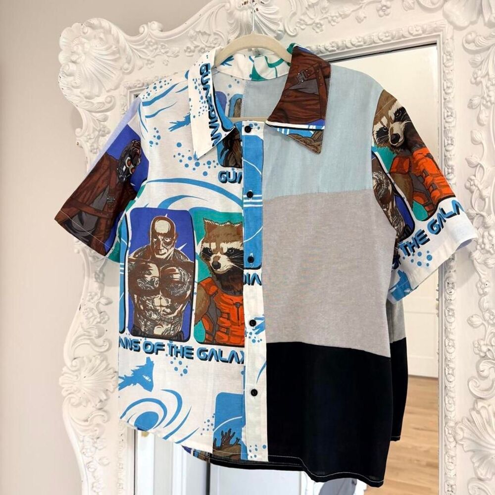 New York Couture Disney Guardians of the Galaxy Patchwork Button-down Shirt